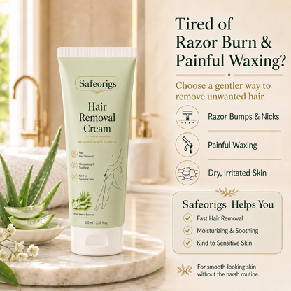 Safeorigs  Natural Gentle Hair Removal Cream | For Women & Men, Sensitive Skin