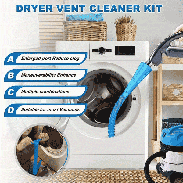 ♻️ Say Goodbye to Lint Build-Up✨ Ultimate Dryer Vent Cleaner Kit - For Safe, Efficient Laundry!